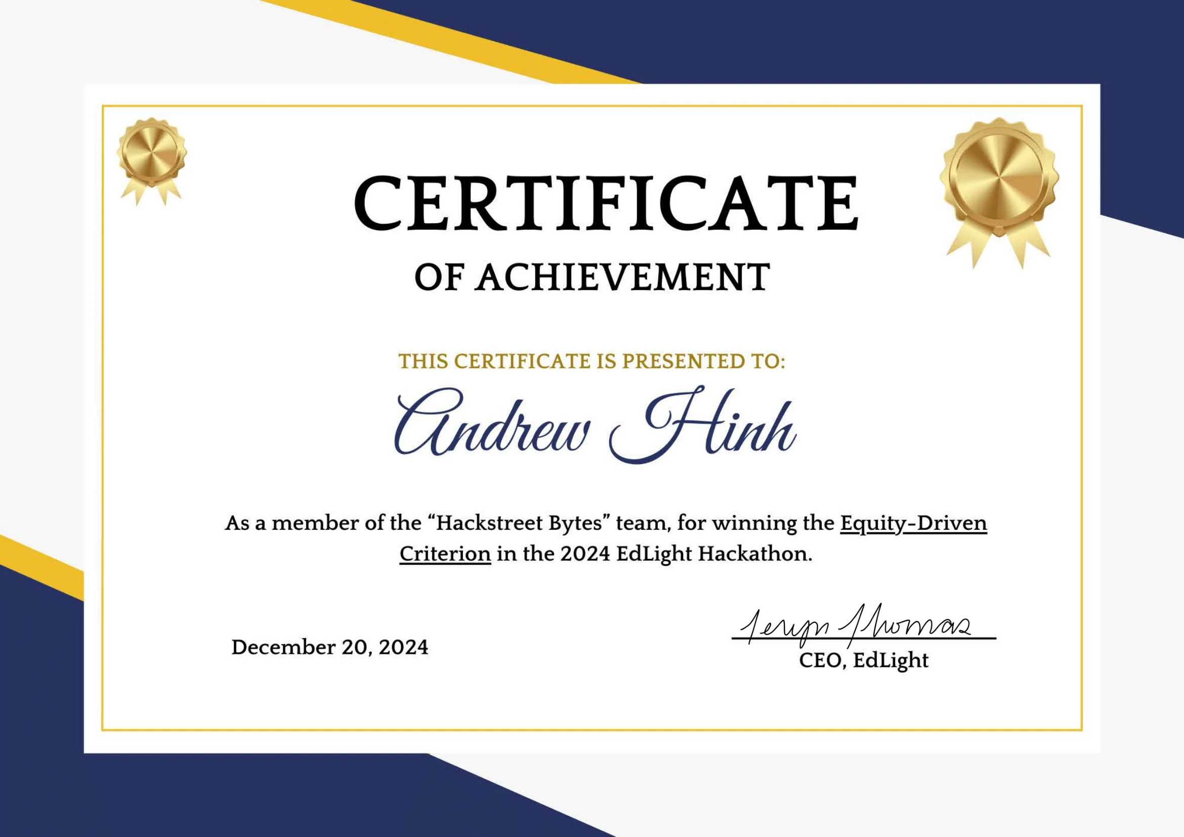 Edlight Certificate 1